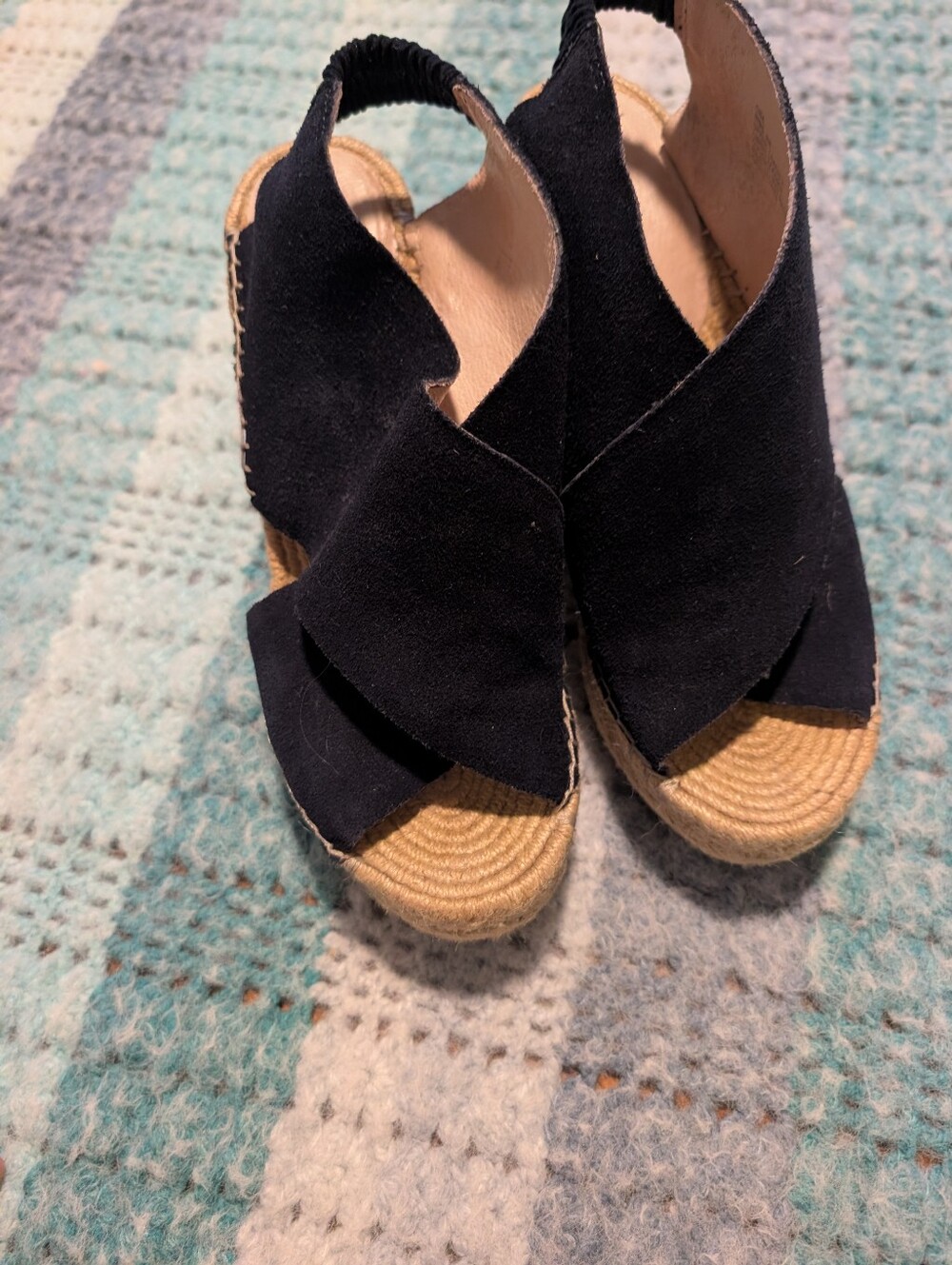 Kenneth Cole NY Black Espadrille Wedges ON A Size 8